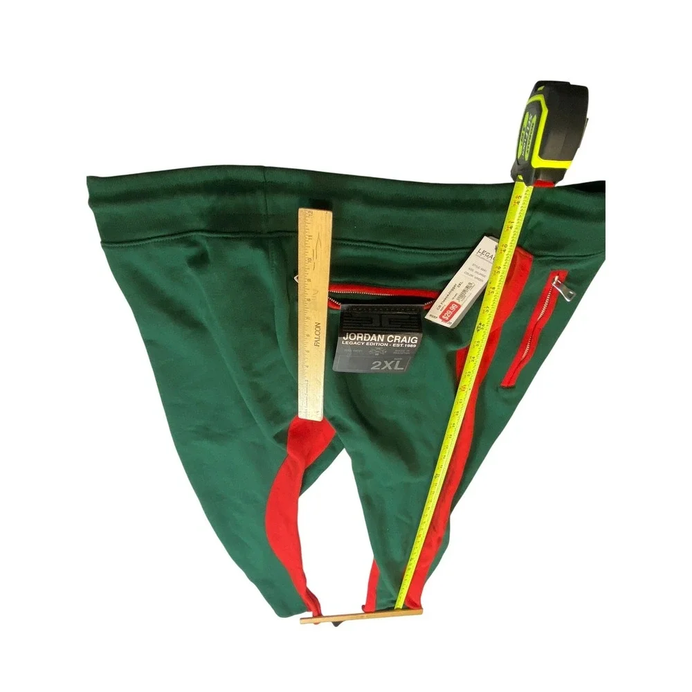 Jordan Craig Track Pants 2XL Green Red Stripe Joggers Zip Ankle Athletic - Picture 4 of 10